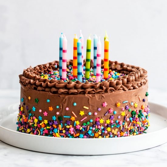Chocolate cake with candles and sprinkles_0.jpg